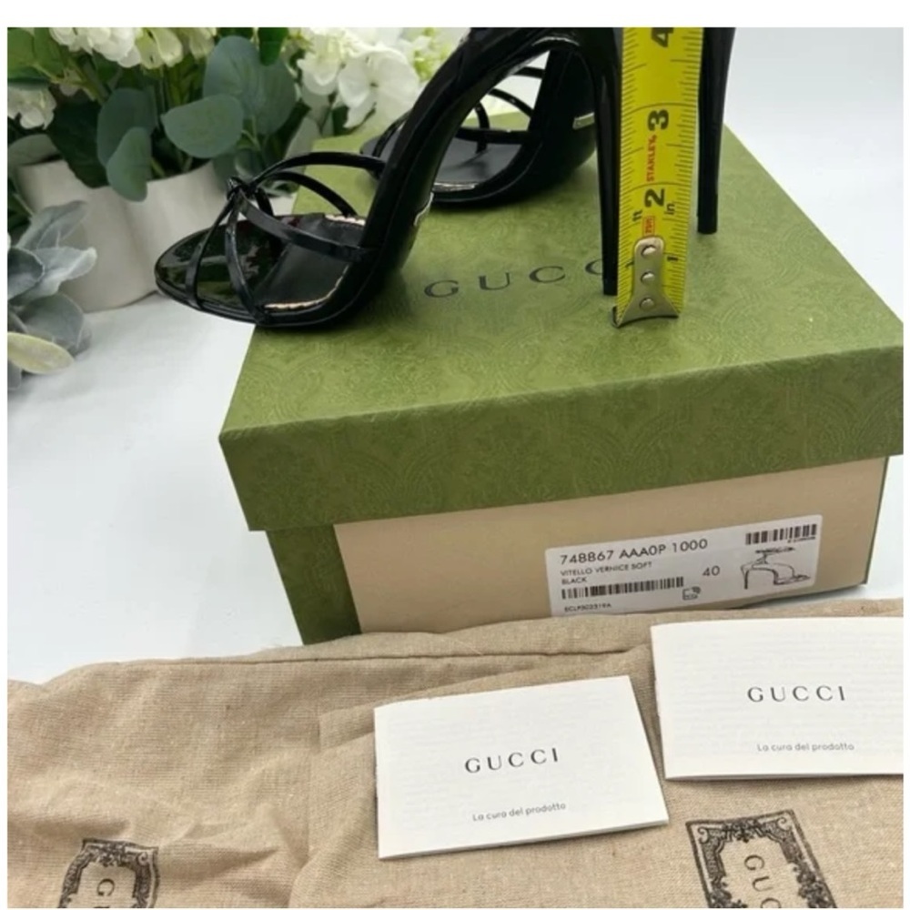 Gucci, patent leather ankle strap, heeled sandals size 40 made in Italy - Picture 4 of 6